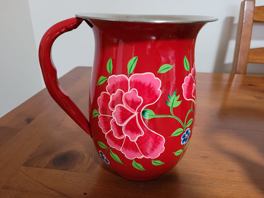 Steel Jug Red Floral