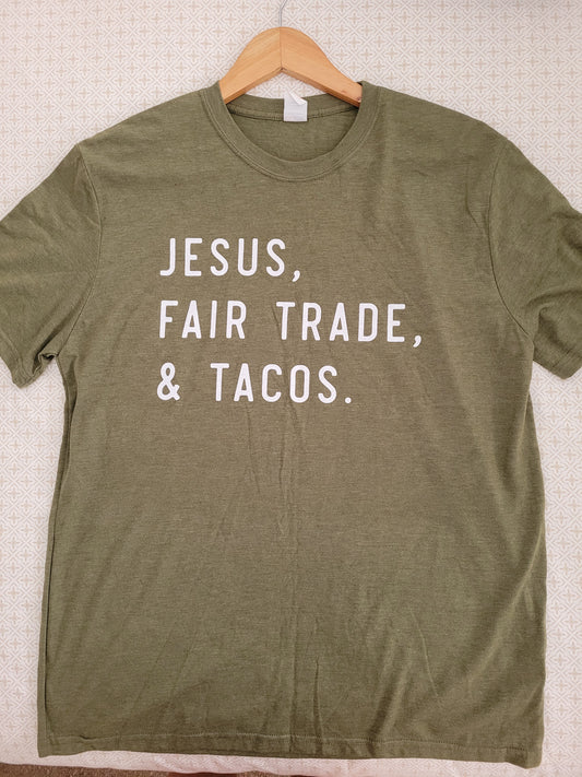 T shirt JESUS, FAIR TRADE, TACOS