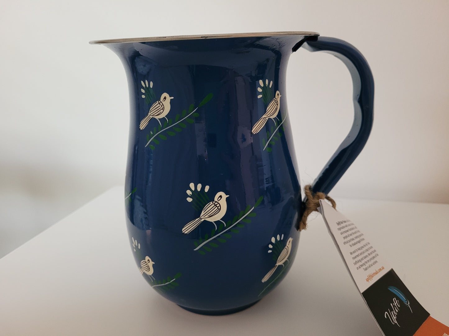 Handpainted Navy Steel Jug