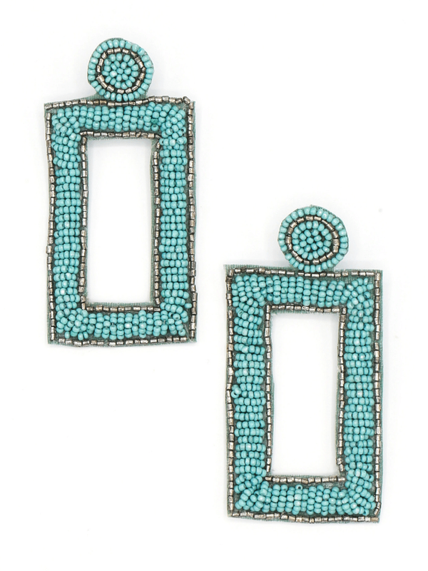 Bold Beaded Turquoise Earrings