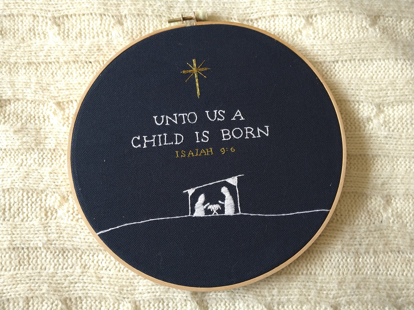 A Child is Born Embroidery Hoop