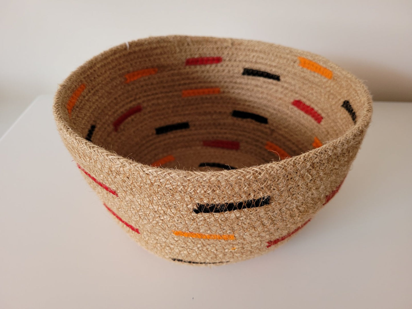 Jute Coiled Bowls with Upcycled Saree Stripes