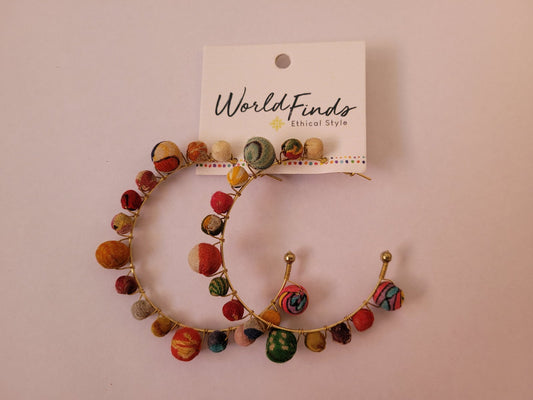 Scalloped Kantha Bead Hoops