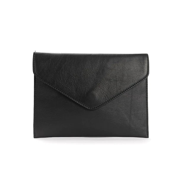 Kamala Black Leather Clutch